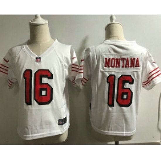 Toddler San Francisco 49ers #16 Joe Montana White 2018 Color Rush Vapor Untouchable Limited Jersey - Ujersey
