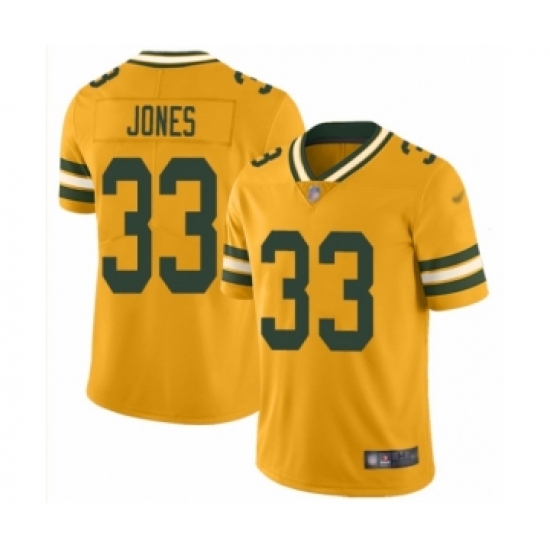 Men's Green Bay Packers #33 Aaron Jones Limited Gold Inverted Legend Football Jersey