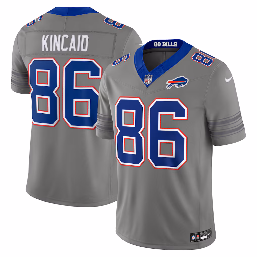 Men's Buffalo Bills Dalton Kincaid Nike Gray Nickel City Vapor F.U.S.E. Stitched Limited Jersey - Ujersey