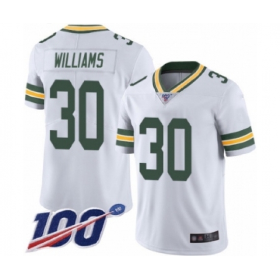 Men's Green Bay Packers #30 Jamaal Williams White Vapor Untouchable Limited Player 100th Season Football Jersey - Ujersey