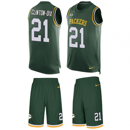 Men's Nike Green Bay Packers #21 Ha Ha Clinton-Dix Limited Green Tank Top Suit NFL Jersey - Ujersey