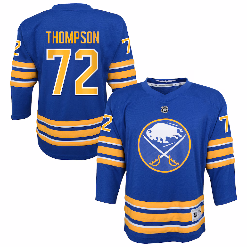 Youth Buffalo Sabres Tage Thompson Outerstuff Blue Home Replica Jersey