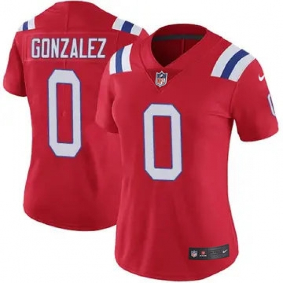 Women New England Patriots #0 Christian Gonzalez Red Stitched Vapor Limited Jersey - Ujersey