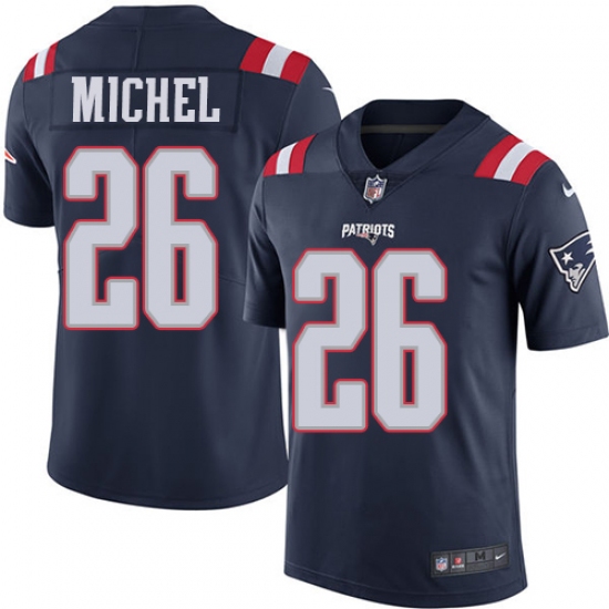 Men's Nike New England Patriots #26 Sony Michel Limited Navy Blue Rush Vapor Untouchable NFL Jersey - Ujersey