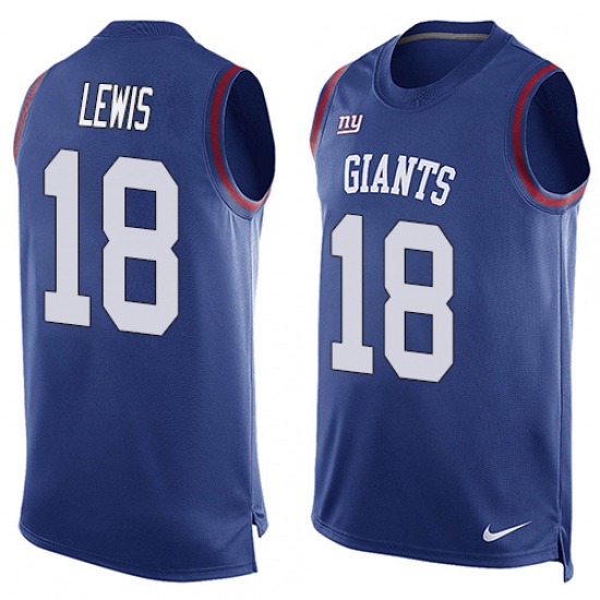Men's Nike New York Giants #18 Roger Lewis Limited Royal Blue Player Name & Number Tank Top NFL Jersey - Ujersey