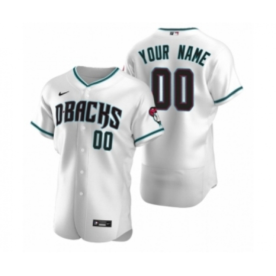 Men's Arizona Diamondbacks Custom Nike White Teal Authentic 2020 Alternate Jersey
