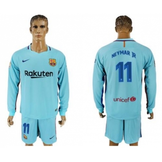 Barcelona #11 Neymar Jr Away Long Sleeves Soccer Club Jersey