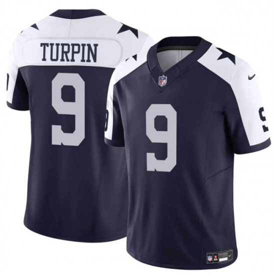 Men's Dallas Cowboys #9 KaVontae Turpin Navy White Thanksgiving Vapor Untouchable Limited Stitched Football Jersey - Ujersey