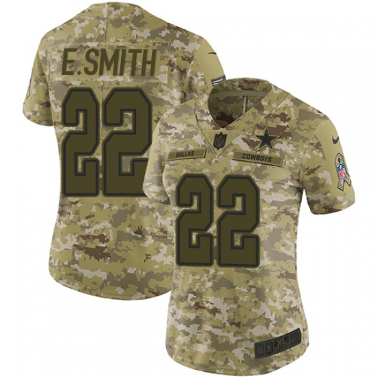 Women's Nike Dallas Cowboys #22 Emmitt Smith Limited Camo 2018 Salute to Service NFL Jersey - Ujersey