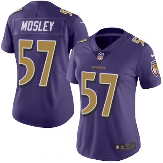 Women's Nike Baltimore Ravens #57 C.J. Mosley Limited Purple Rush Vapor Untouchable NFL Jersey - Ujersey