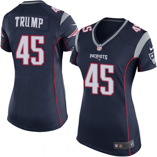 Women's Nike New England Patriots #45 Donald Trump Game Navy Blue Team Color NFL Jersey - Ujersey