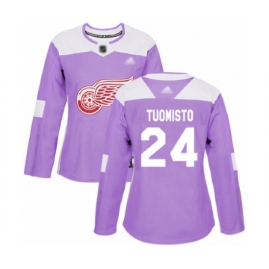 Women's Detroit Red Wings #24 Antti Tuomisto Authentic Purple Fights Cancer Practice Hockey Jersey - Ujersey