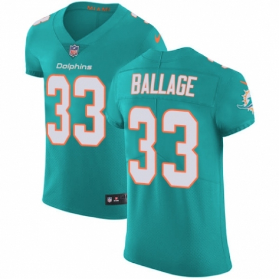 Men's Nike Miami Dolphins #33 Kalen Ballage Aqua Green Team Color Vapor Untouchable Elite Player NFL Jersey - Ujersey