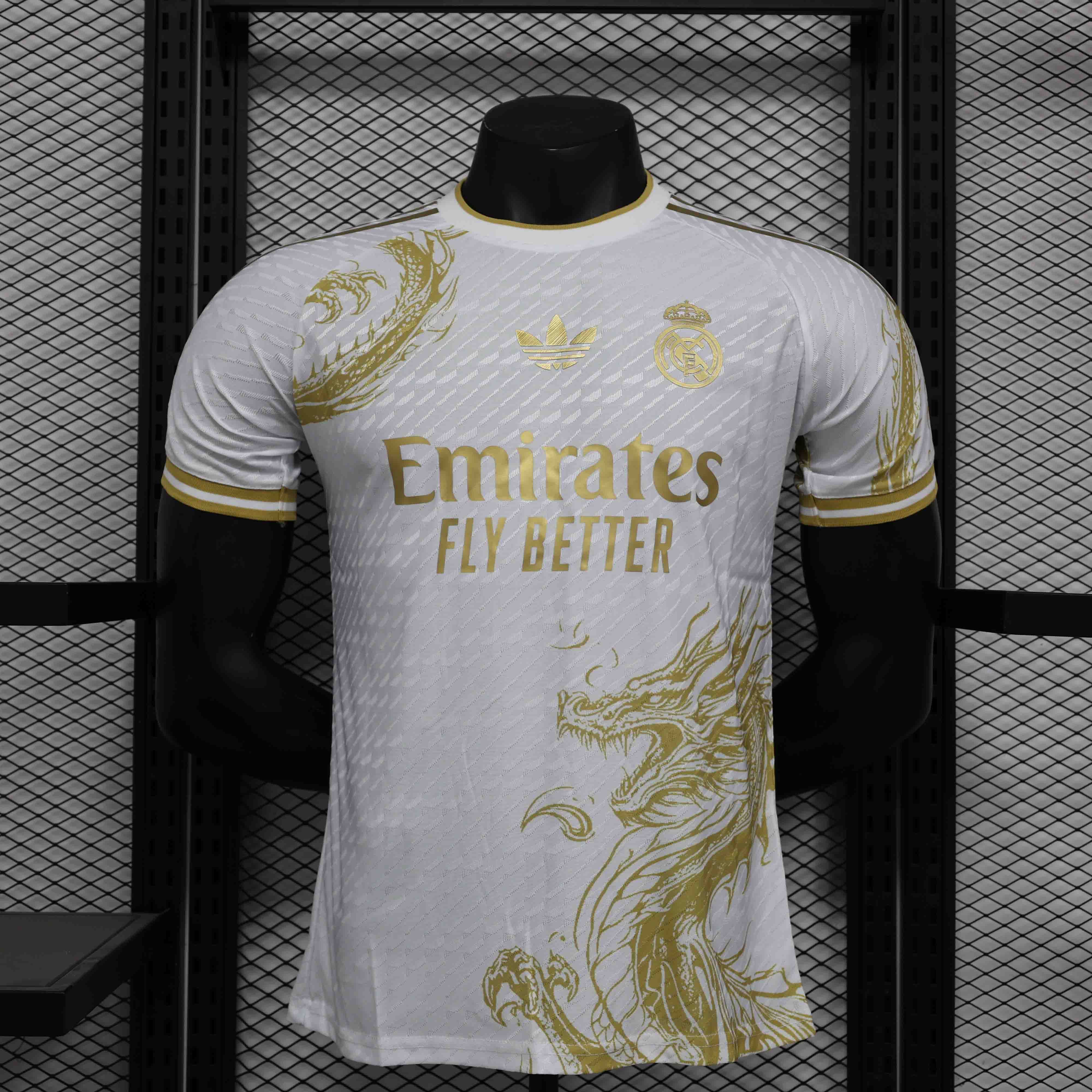 Real Madrid Soccer Jersey Golden Dragon White Special Edition Shirt 2024/25 - Ujersey NHL
