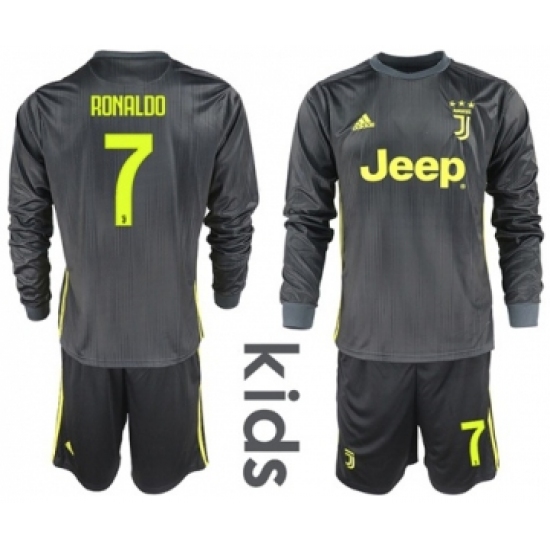 Juventus #7 Ronaldo Third Long Sleeves Kid Soccer Club Jersey