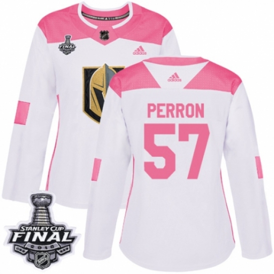 Women's Adidas Vegas Golden Knights #57 David Perron Authentic White/Pink Fashion 2018 Stanley Cup Final NHL Jersey - Ujersey