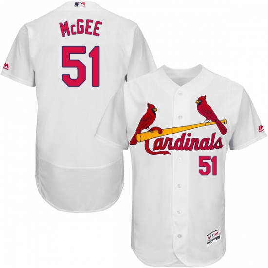 Men's Majestic St. Louis Cardinals #51 Willie McGee White Home Flex Base Authentic Collection MLB Jersey - Ujersey