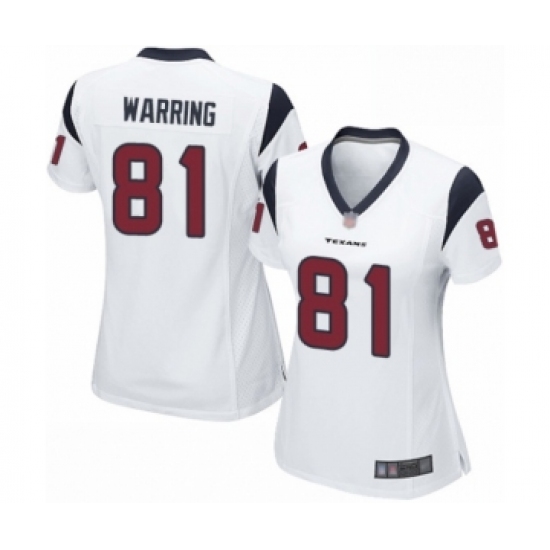 Women's Houston Texans #81 Kahale Warring Game White Football Jersey - Ujersey