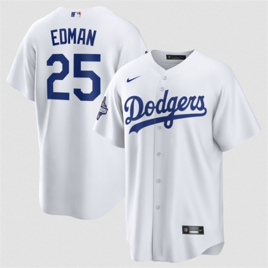 Men's Los Angeles Dodgers #25 Tommy Edman White 2025 World Series Champions Home Cool Base Stitched Baseball Jersey - Ujersey