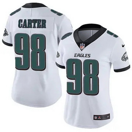 Women Philadelphia Eagles #98 Jalen Carter White F U S E Stitched NFL Jersey - Ujersey