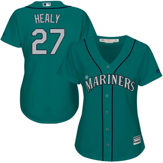 Women's Majestic Seattle Mariners #27 Ryon Healy Authentic Teal Green Alternate Cool Base MLB Jersey - Ujersey