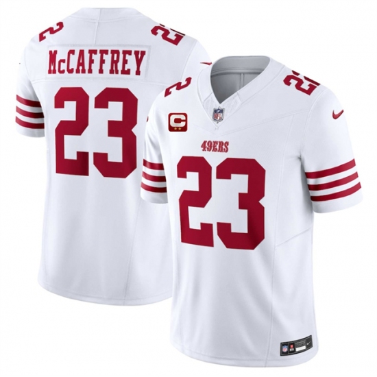 Men's San Francisco 49ers #23 Christian McCaffrey White 2025 F.U.S.E. With 2-Star C Vapor Untouchable Limited Stitched Football Jersey - Ujersey