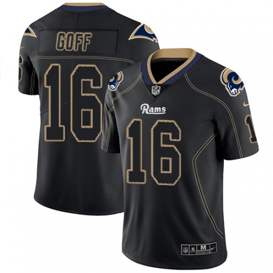 Men's Nike Los Angeles Rams #16 Jared Goff Limited Lights Out Black Rush NFL Jersey - Ujersey