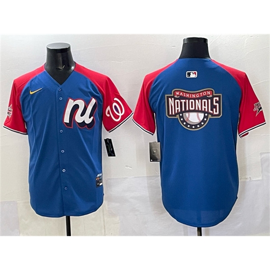 Men's National League Washington Nationals Team Big Logo Blue Red Alternate 2025 All-Star Edition Limited Stitched Baseball Jersey - Ujersey