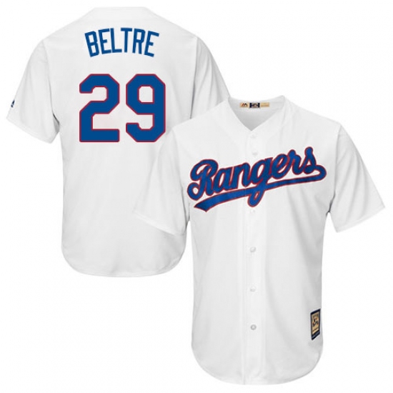 Men's Majestic Texas Rangers #29 Adrian Beltre Replica White Cooperstown MLB Jersey - Ujersey