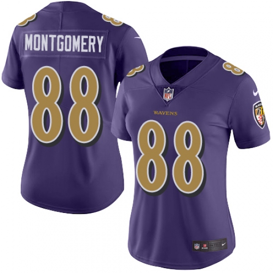 Women's Nike Baltimore Ravens #88 Ty Montgomery Limited Purple Rush Vapor Untouchable NFL Jersey - Ujersey