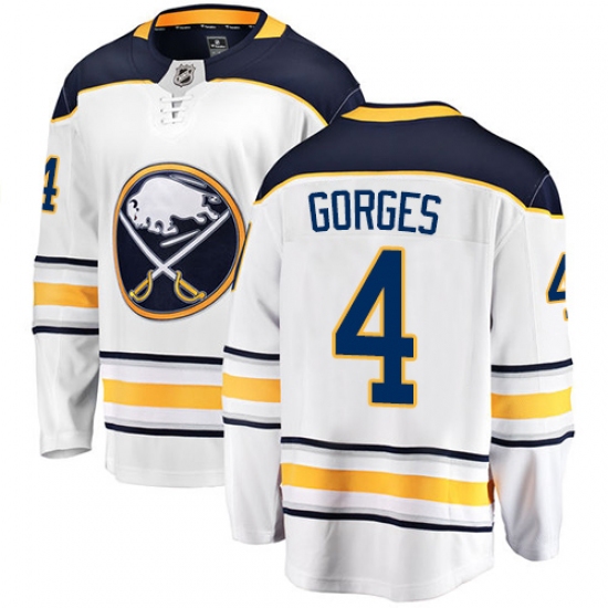 Men's Buffalo Sabres #4 Josh Gorges Fanatics Branded White Away Breakaway NHL Jersey - Ujersey