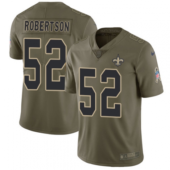 Youth Nike New Orleans Saints #52 Craig Robertson Limited Olive 2017 Salute to Service NFL Jersey - Ujersey