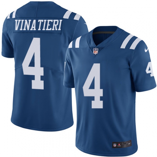 Youth Nike Indianapolis Colts #4 Adam Vinatieri Limited Royal Blue Rush Vapor Untouchable NFL Jersey - Ujersey