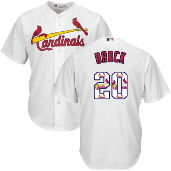 Men's Majestic St. Louis Cardinals #20 Lou Brock Authentic White Team Logo Fashion Cool Base MLB Jersey - Ujersey