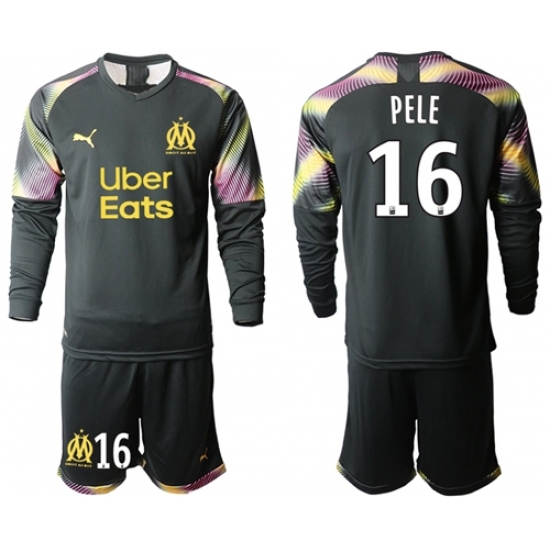 Marseille #16 Pele Black Goalkeeper Long Sleeves Soccer Club Jersey