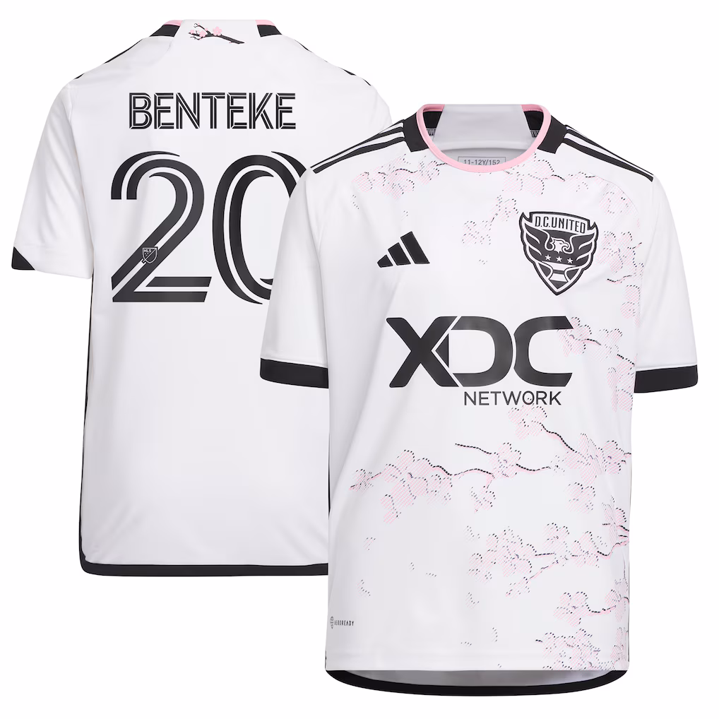 Youth D.C. United Christian Benteke adidas White 2023 The Cherry Blossom Kit Replica Player Jersey