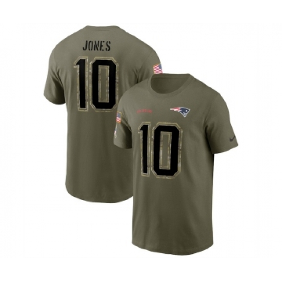 Men's New England Patriots #10 Mac Jones 2022 Olive Salute to Service T-Shirt - Ujersey