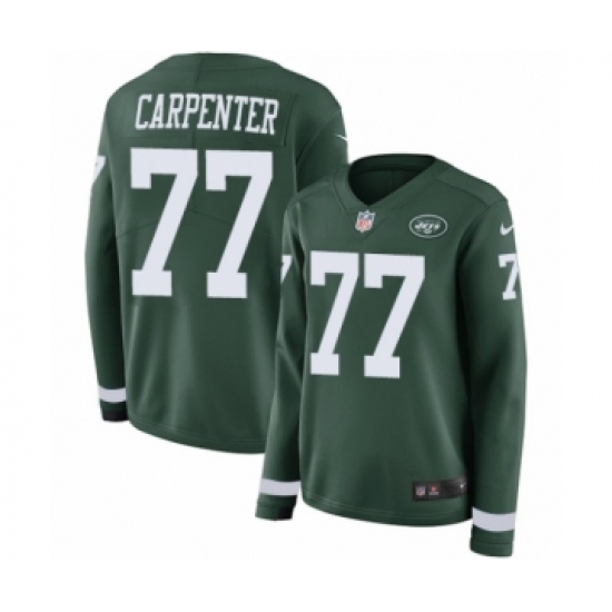 Women's Nike New York Jets #77 James Carpenter Limited Green Therma Long Sleeve NFL Jersey - Ujersey
