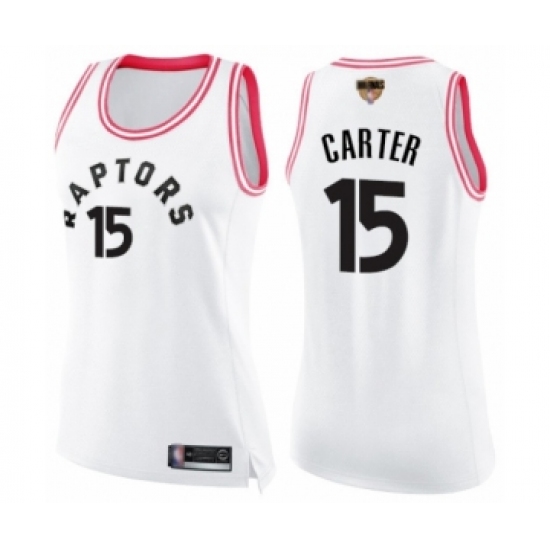 Women's Toronto Raptors #15 Vince Carter Swingman White Pink Fashion 2019 Basketball Finals Bound Jersey - Ujersey