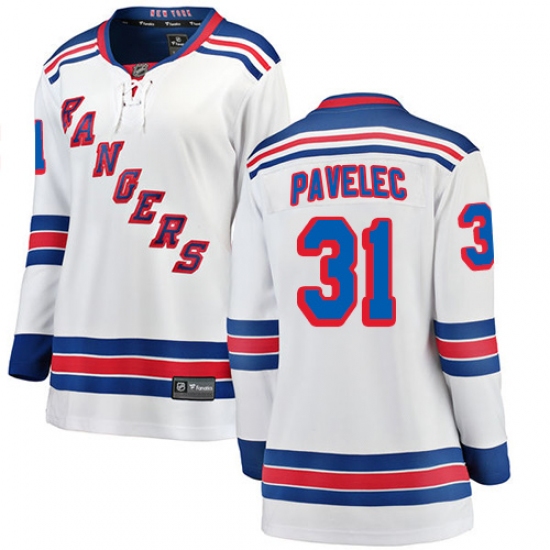 Women's New York Rangers #31 Ondrej Pavelec Fanatics Branded White Away Breakaway NHL Jersey