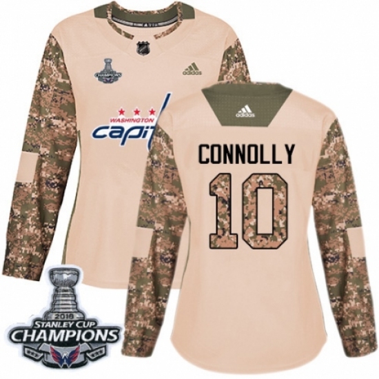 Women's Adidas Washington Capitals #10 Brett Connolly Authentic Camo Veterans Day Practice 2018 Stanley Cup Final Champions NHL Jersey - Ujersey