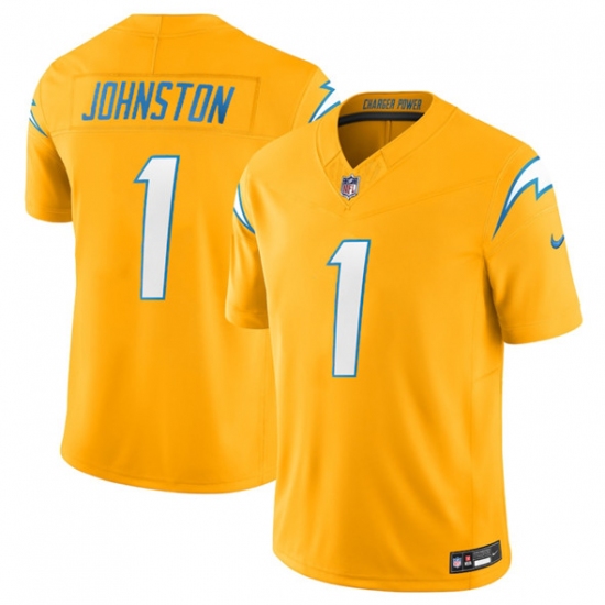 Men's Los Angeles Chargers #1 Quentin Johnston Gold 2025 F.U.S.E. Alternate Vapor Limited Football Stitched Jersey - Ujersey