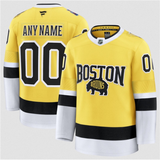 Men's Boston Bruins Active Player Custom Gold 2026 Stadium Series Stitched Hockey Jersey - Ujersey