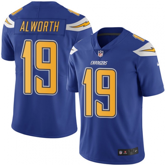 Men's Nike Los Angeles Chargers #19 Lance Alworth Limited Electric Blue Rush Vapor Untouchable NFL Jersey - Ujersey