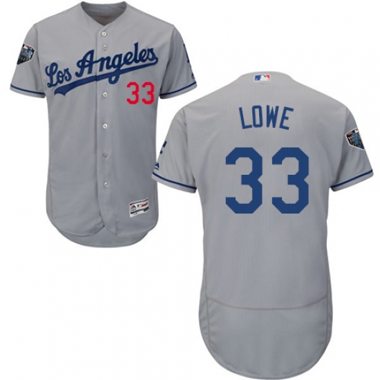 Men's Majestic Los Angeles Dodgers #33 Mark Lowe Grey Road Flex Base Authentic Collection 2018 World Series MLB Jersey - Ujersey