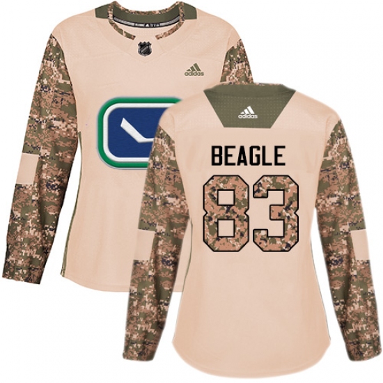 Women's Adidas Vancouver Canucks #83 Jay Beagle Authentic Camo Veterans Day Practice NHL Jersey - Ujersey