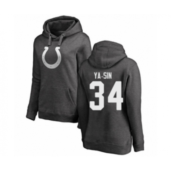 Football Women's Indianapolis Colts #34 Rock Ya-Sin Ash One Color Pullover Hoodie - Ujersey