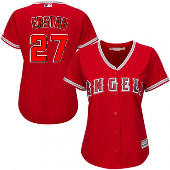Women's Majestic Los Angeles Angels of Anaheim #27 Darin Erstad Authentic Red Alternate MLB Jersey - Ujersey