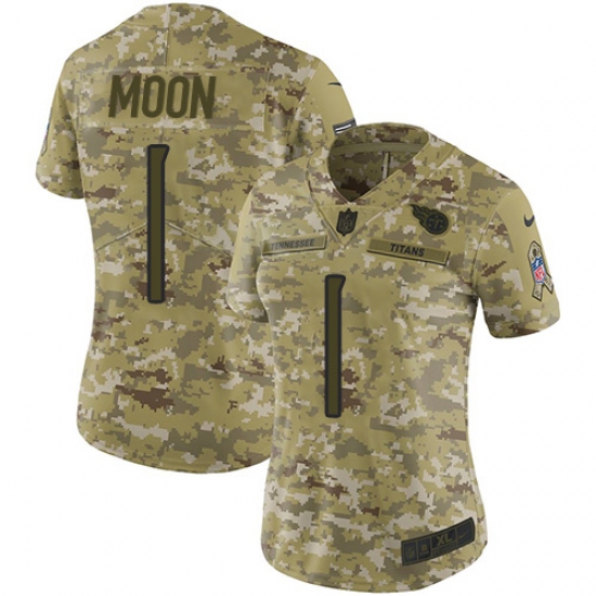 Women's Nike Tennessee Titans #1 Warren Moon Limited Camo 2018 Salute to Service NFL Jersey - Ujersey
