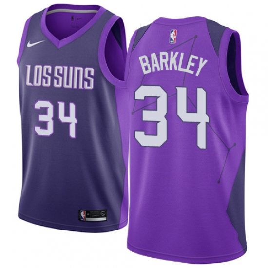 Men's Nike Phoenix Suns #34 Charles Barkley Swingman Purple NBA Jersey - City Edition - ujerseystore